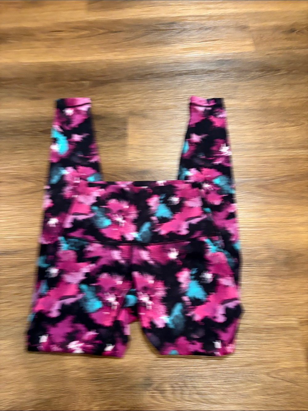 Lululemon Floral Leggings Size 4 Pink Teal Black Activewear